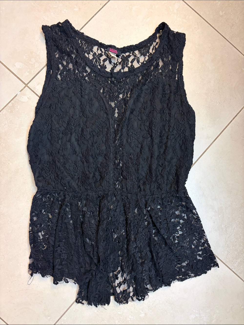 Blush Black Lace Peplum Camisole